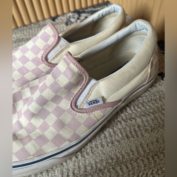Vans Slip-On Checkerboard Pink & Cream Shoes Size US Women’s 10.5 Men’s 9 - Picture 2 of 8